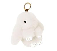 Fluffy Bunny Keychain - Cute Plush Rabbit Pendant, Decoration for Handbags, Wallets, Phone Straps, Household Keys (Beige)