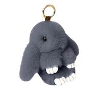 Fluffy Bunny Keychain - Cute Plush Rabbit Pendant, Decoration for Handbags, Wallets, Phone Straps, Household Keys (Dark GrayDark Gray)