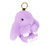 Fluffy Bunny Keychain - Cute Plush Rabbit Pendant, Decoration for Handbags, Wallets, Phone Straps, Household Keys (Purple)