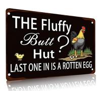 Fluffy Butt Hut Chicken 12x8 Inch Outdoor Decorative Yard Sign with Rooster Hen Chick Design for Farmhouse Patio Lawn Decor