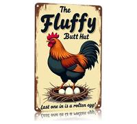 Fluffy Butt Hut Chicken Sign 12x8 Inch Outdoor Decor with Funny Farmyard Saying Last One in is A Rotten Egg for Yard Patio Farmhouse