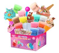 Fluffy Butter Slime for Girls, 12 Pack Cloud Slime Kit with Ice Cream Accessories Molds Sets, Slime Making Kits, Play Mat, Putty Toy Gift Prize Party
