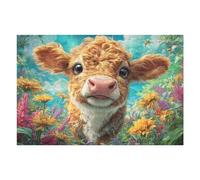 Fluffy Calf Farm Bloom 1000 Pcs Jigsaw Puzzle Bundle Puzzle for Adults Teens 14+ Fun Family Game Mindful Activity Spring Gift Precision Cut Board 1000 PCS