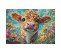 Fluffy Calf Farm Bloom 300 Piece Jigsaw Puzzle for Adults Happy Time Vacation Souvenir Memory Keepsake No Dust Pieces Great Gift for Travelers 300 PCS