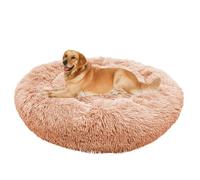 Fluffy Calming Dog Cuddler Round Bed, Plush Donut Cat Bed, Anti Anxiety XL/XXL/XXXL Extra Large Dog Beds, Non-Slip Pet Bed for Medium Large Dogs Cats (Champagne,120x120x20cm (L x W x H))