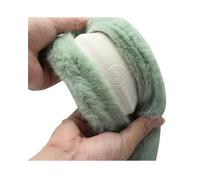 Fluffy Car Steering Wheel Cover Cute Cartoon Cat Ear Plush Car Steering Wheel Cover Warm Comfortable Breathable And Doesn't Shed Easily(Avocado Green D-shape)