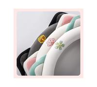 Fluffy Car Steering Wheel Cover Plush Steering Wheel Cover Cute Cartoon Car Handle For Winter Women's Short Round(Black/Gray (Type D))