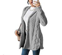 Fluffy Cardigans for Women Warm Winter Button Down Plain Cute Teddy Fleece Long Sleeve Travel Hooded Jackets Elegant Comfy Cozy Plush Thermal Loose Fit Indoor Going Out Ladies Cardigan