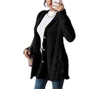 Fluffy Cardigans for Women Warm Winter Button Down Plain Cute Teddy Fleece Long Sleeve Travel Hooded Jackets Elegant Comfy Cozy Plush Thermal Loose Fit Indoor Going Out Ladies Cardigan