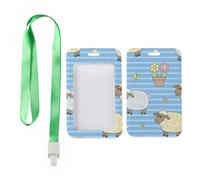 Fluffy Cartoon Sheep ID Badge Holder with Green Lanyard, Golf Card Holder, Vertical Cards Protector for Nurse, Vertical ID Cards Protector for Office, Nurse Accessories Work Essentials Work