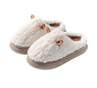 Fluffy Cartoon Slippers Women's Winter Plush Slippers Thick Sole Felt Slippers Soft Non-Slip House Slippers Teenager House Slippers, White, 5 UK