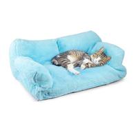 Fluffy Cat Bed and Dog Bed for Indoor Pets - Removable, Washable, Soft and Cozy Pet Bed for Cats and Small Dogs, Plush Cushion for Resting and Sleeping, 75 x 46 x 25 cm (Blue)