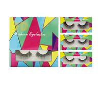 Fluffy Cat Eye False Lashes, Russian Style D Curl Wispy Volume Lash Strips, Natural Look Fake Eyelashes, 14 Pairs (10 pairs lashes-Square tray)