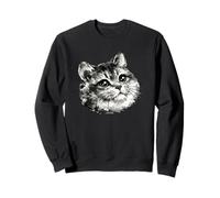 Fluffy Cat Face Japanese Sumi-e Style Sweatshirt