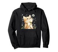 Fluffy Cat Holding a Dandelion for a Sweet Moment Pullover Hoodie