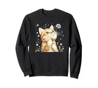 Fluffy Cat Holding a Dandelion for a Sweet Moment Sweatshirt