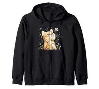 Fluffy Cat Holding a Dandelion for a Sweet Moment Zip Hoodie