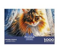 Fluffy Cat Lounging by Lace Curtains Smooth Surface Pieces Great for Improving Patience, Focus And Cognitive Ability in Spare Time 38x26cm/1000pcs