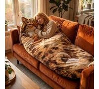 Fluffy Cat Sleeping Bag For Humans, Adult Soft Sleeping Bags Plush Cat Envelope Washable Warm Blanket 175x80cm For Camping Travel Sleepovers Home