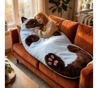 Fluffy Cat Sleeping Bag For Humans, Adult Soft Sleeping Bags Plush Cat Envelope Washable Warm Blanket 175x80cm For Camping Travel Sleepovers Home