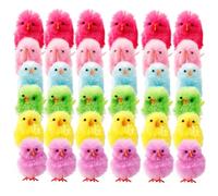 Fluffy Chenille Chicks, Mini Vibrant Colors Chicks Cute Colorful Fuzzy Little Chicks Fur Chicks for Party Cake Decoration Kids Party Favors