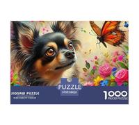 Fluffy Chihuahua in Tulip Garden Precise Cut Pieces Ideal for Stress Reduction, Mental Calmness And Enjoying Leisure Moments 38x26cm/1000pcs