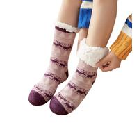 Fluffy Christmas Socks, Ladies Socks Size 6-8 Uk, Funny Novelty Thick Warm Knitting Thermal Crew Socks Winter Vintage Style Cartoon Sock Festival Party Home Office School Work