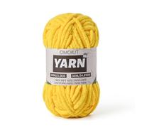 Fluffy Chunky Chenille Crochet Yarn, Baby Yarn for Crocheting Soft Blanket, Bulky Velvet Yarn (100g/54.8yds), Plush Amigurumi Yarn for Knitting Crafts, Scarves, Puzzle (Golden Yellow)