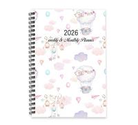 Fluffy Clouds Diary 2026 A5 To Do List Notebook Organiser Diary 2026 for Women Daily Planner for Project Week To View Monthly Year Planner with Dotted Line Note Page Slim