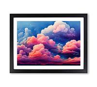Fluffy Clouds Vol.1 Framed Print | A4 Black Framed Wall Art | Ready to Hang | Modern Landscape Picture | Living Room Bedroom Lounge Office