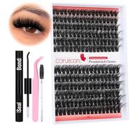 Fluffy Cluster Lashes Individual Eyelashes Kit 100D Thick D Curl Eyelash Extension Kit 10-18mm Long Volume Lashes Individual Cluster with Lash Bond and Seal Lash Tweezers by CORUSCATE