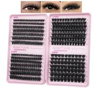 Fluffy Cluster Lashes Volume 80D 120D 150D 200D Cluster Lashes DIY Lash Clusters Eyelash Extensions 406PCS Thick Volume Eyelash Clusters Wispy Individual Lashes for DIY Lash Extensions at Home(B09)