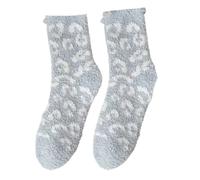Fluffy Cosy Socks Animal Print Design One Size - Duck Egg