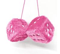 Fluffy Dice for Car, Pink Soft Plush Dice with White Dots, Car Mirror Hanging Accessories for Interior Decoration, Cute Car Accessories for Women and Gift Shoppers