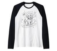 Fluffy Dog Astronaut Space Explorer Cosmic Adventure Raglan Baseball Tee