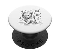 Fluffy Dog Space Explorer Whimsical Cosmic Canine Design PopSockets Adhesive PopGrip