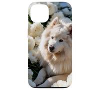 Fluffy Dog White Peonies Spring Flowers Pet Lover Case for iPhone 13