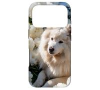 Fluffy Dog White Peonies Spring Flowers Pet Lover Case for iPhone 17 Pro