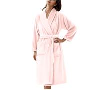 Fluffy Dressing Gown Women Fleece Robes Super Soft Plush Bath Robe Flannel Pajamas Sleepwear Thick Warm Cosy Loungewear Nightwear Bathrobe Shawl Collar Warm Winter House Robes with Belts