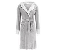 Fluffy Dressing Gown Women Soft Fleece Bathrobe with Hooded Ladies Thick Snuggle Warm Bath Robes Winter Plush Housecoats Pyjamas Cozy Bath Robe Plus Size Dressing Gown with Pocket Gifts for Her