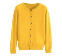 Fluffy Dressing Gown Women, Women's Cashmere Cardigan Round Neck Wool Cardigans Long Sleeve Sweaters Knitwear Ladies Elegant Plain Jumpers Top Autumn Winter Thin 11-Yellow XXL