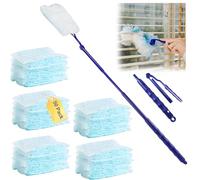 Fluffy Duster Refills,50 fluffy dusters+1 folding handle + 1 telescopic extension handle,for Cleaning Furniture, Office, Blinds, Dresser,Car Dashboard