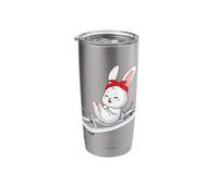 Fluffy Easter Bunny Doing Pilates Reformer Machine Pilates Stainless Steel Insulated Tumbler