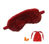 Fluffy Eye Mask with Travel Pouch and Ear Plugs (Wine Red)