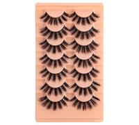 Fluffy False Eyelashes Cat Eye Lashes Strips Natural Look Wispy D Curl Faux Mink Eyelashes Thick Volume Strips Lashes Russian 6D Fake Eyelashes F6-NMJJM