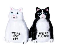 Fluffy Fat Cats Ceramic Magnetic Salt and Pepper Shaker Set