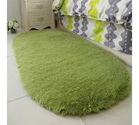Fluffy Faux Fur Rug Oval Bedside Carpet Super Soft Shaggy Sofa Mats Long Fluff Area Rugs Washable Anti-Skid Yoga Plush Floor Carpet for Living Room Bedrooms Kids Rooms Decor Grass green 60x160CM