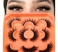 Fluffy Faux Mink Eyelashes Russian Strips Lashes Cat Eye D Curl Fluffy False Eyelashes Thick Volume Lashes 18mm Long 8D Wispy Fake Eyelashes 5 Pairs by Zegaine