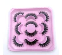 Fluffy Faux Mink Lashes Thick Volume Faux Mink Eye Lashes 20mm 3D Clear Band 5 Pairs Full Dramatic Eyelashs