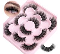 Fluffy Faux Mink Lashes Wispy False Eyelashes Strip Volume Fake Eyelash Thick 20MM Eye Lash 5 Pairs Full Dramatic Eyelashs